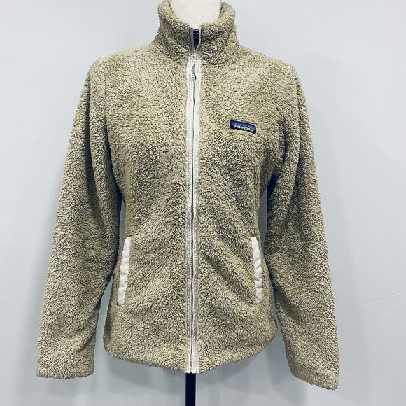 PATAGONIA Women's S Los Gatos El Cap Khaki Full Zip Sherpa Teddy Fleece Jacket - Picture 1 of 16